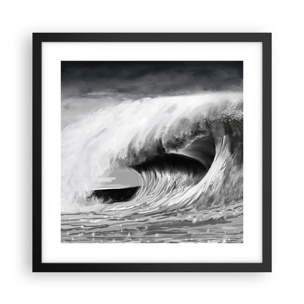 Póster en marco negro - La ira del océano - 40x40 cm