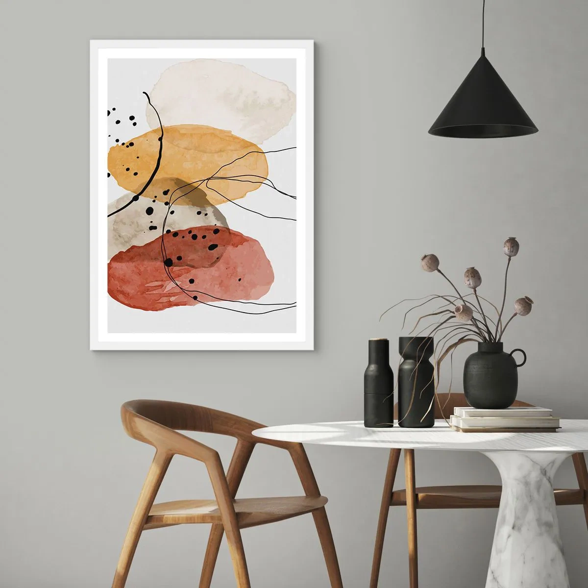 Póster en marco blanco - Líneas y transparencias - 50x70 cm