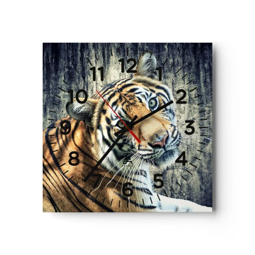 Reloj de pared - Reloj de vidrio - Retrato en corrientes de luz - 40x40 cm