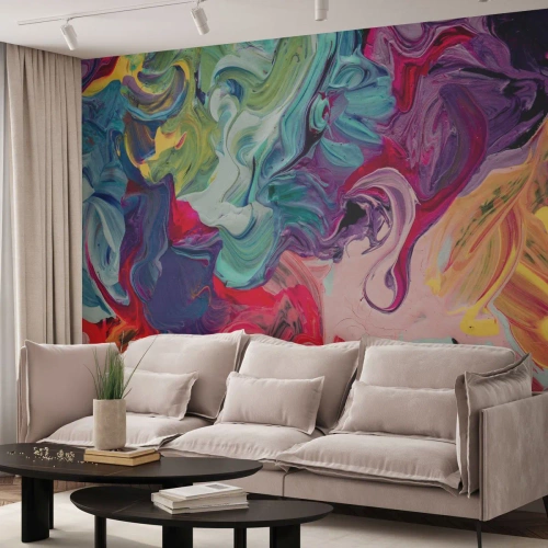 Fotomural Premium Canvas - El nacimiento de los colores - Abstracción, Pedazo, Patrón moderno - 200x140 cm