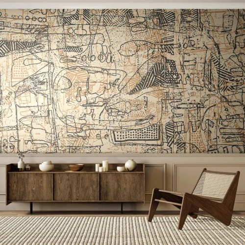 Fotomural Premium Sand - A la espera de ser descifrado - Gráficos, Pedazo, Abstracción - 300x210 cm