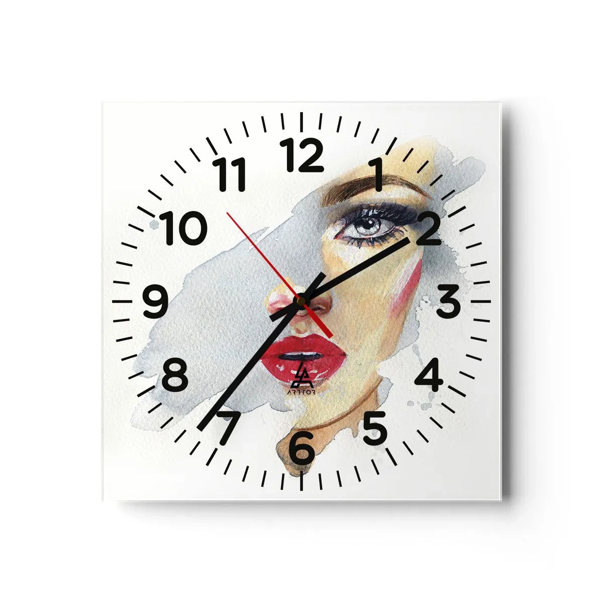 Reloj de pared - Reloj de vidrio - Reflejo en una gota de agua - 40x40 cm
