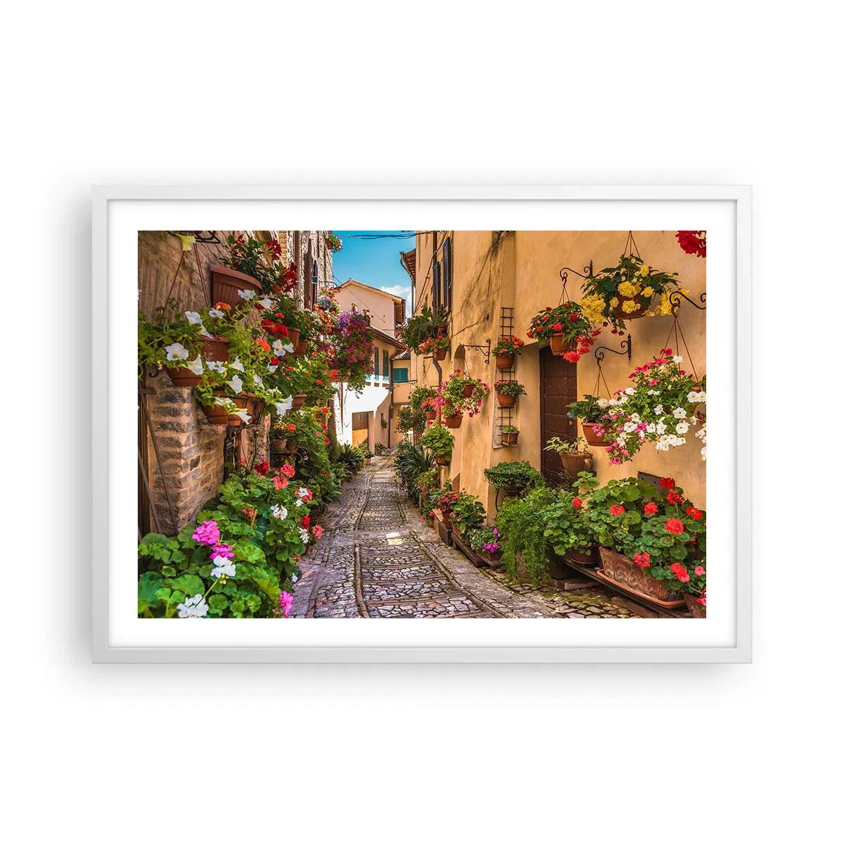 Póster en marco blanco - Callejón italiano - 70x50 cm