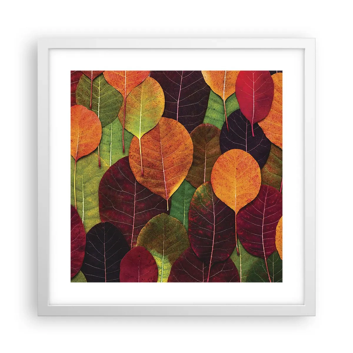 Póster en marco blanco - Mosaico de otoño - 40x40 cm