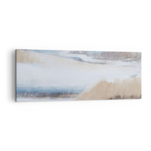 Cuadro sobre lienzo - Impresión de Imagen - Paisaje invernal abstracto en tonos blancos y azules. - 140x50cm - Composición invernal - Decoración de pared moderna para salón y dormitorio ARTTOR