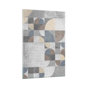 Cuadro sobre vidrio - Impresiones sobre Vidrio - Patrón geométrico en tonos pastel - 80x120cm - Fantasía cerámica - Decoración de pared moderna para salón y dormitorio ARTTOR