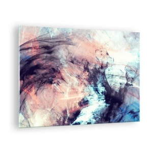 Cuadro sobre vidrio - Impresiones sobre Vidrio - Una mezcla abstracta de colores en tonos pastel y oscuros. - 70x50cm - Siente el viento - Decoración de pared moderna para salón y dormitorio ARTTOR