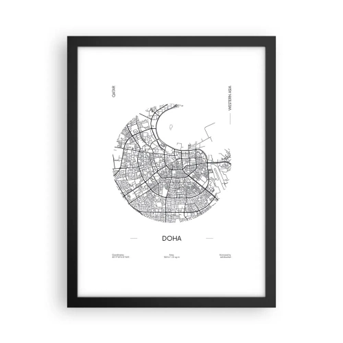 Póster en marco negro - Anatomía de Doha - 30x40 cm