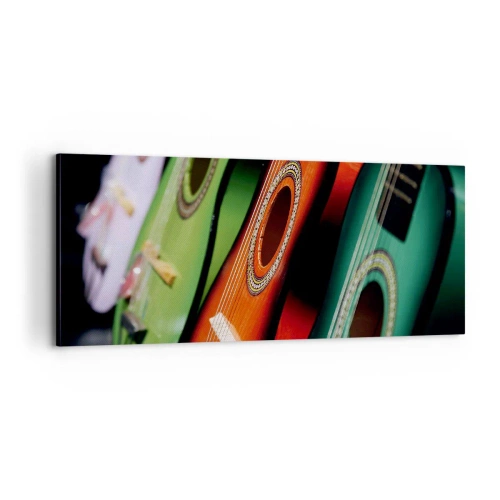 Cuadro sobre lienzo - Impresión de Imagen - La guitarra tiene muchos colores - 100x40 cm