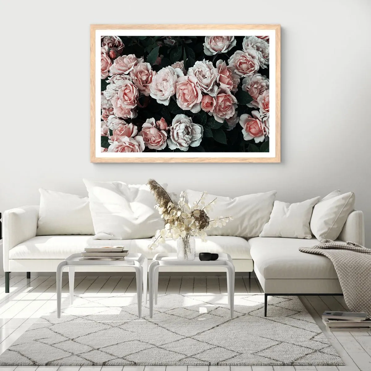 Póster en marco roble claro - Conjunto de rosas - 40x30 cm