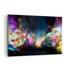 Cuadro sobre lienzo - Impresión de Imagen - Destellos de luz coloridos en una composición abstracta. - 120x80cm - Alegremente contra la oscuridad - Decoración de pared moderna para salón y dormitorio ARTTOR