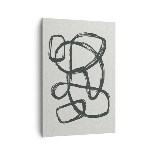 Cuadro sobre lienzo - Impresión de Imagen - Líneas abstractas que crean formas libres sobre un fondo claro - 70x100cm - Abstracción en bucle - Decoración de pared moderna para salón y dormitorio ARTTOR