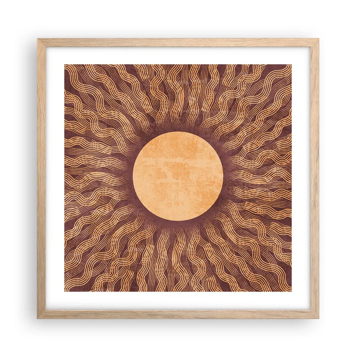 Póster en marco roble claro - Icono del sol - 50x50 cm