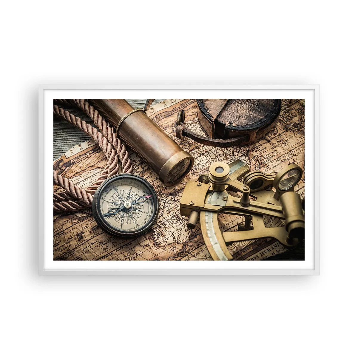 Póster en marco blanco - Establecer un rumbo - 91x61 cm