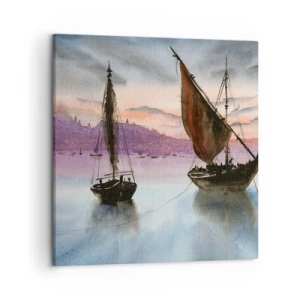 Cuadro sobre lienzo - Impresión de Imagen - Atardecer en el puerto - 50x50 cm