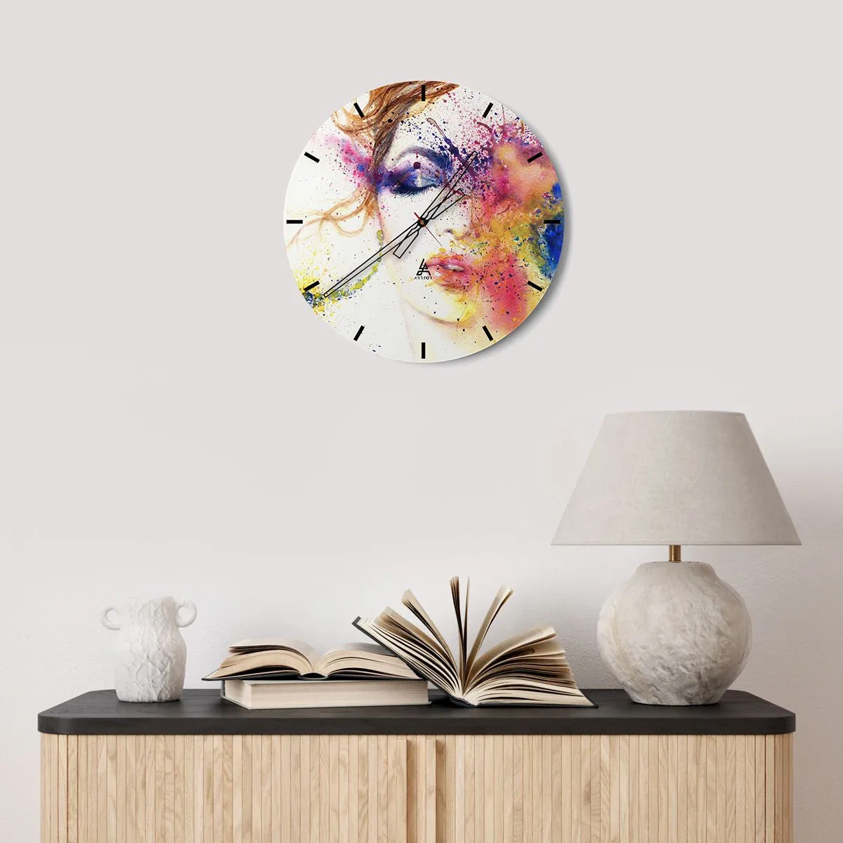 Reloj de pared - Reloj de vidrio - Vértigo del arco iris - 40x40 cm