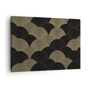Cuadro sobre lienzo - Impresión de Imagen - Patrón Art Déco con semicírculos y líneas doradas. - 70x50cm - Multiplicación de la unidad - Decoración de pared moderna para salón y dormitorio ARTTOR