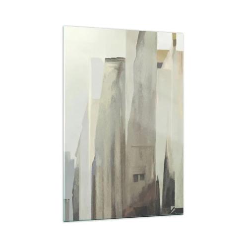 Cuadro sobre vidrio - Impresiones sobre Vidrio - Paisaje urbano abstracto en tonos pastel - 70x100cm - Un sueño de ciudad - Decoración de pared moderna para salón y dormitorio ARTTOR