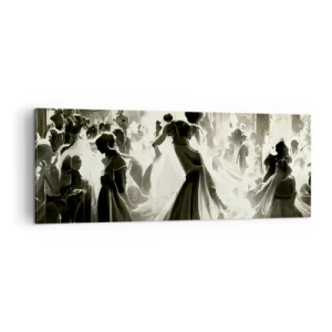 Cuadro sobre lienzo - Impresión de Imagen - Balón de estilo retro en blanco y negro. - 140x50cm - Gran mascarada - Decoración de pared moderna para salón y dormitorio ARTTOR