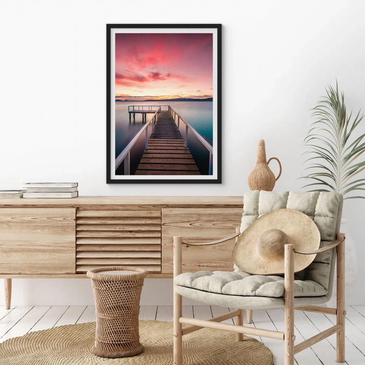 Póster en marco negro - La suave llama del atardecer - 61x91 cm