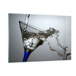 Cuadro sobre vidrio - Impresiones sobre Vidrio - Agua salpicando en una copa de martini - 120x80cm - Agua cristalina en vaso de vidrio - Decoración de pared moderna para salón y dormitorio ARTTOR