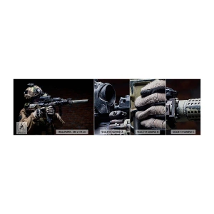 Muestra de fotomural Premium Sand - Mortalmente eficaz - Militar, Rifle, Arma - 100x30 cm
