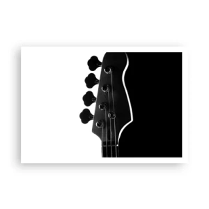 Póster - Silueta en blanco y negro del clavijero de un bajo - 100x70cm - Silencio musical  - Decoración de pared moderna para salón y dormitorio ARTTOR