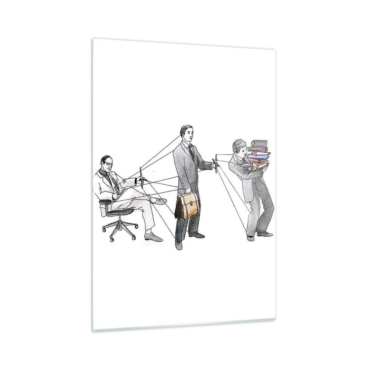 Cuadro sobre vidrio - Impresiones sobre Vidrio - Ilustración de la jerarquía del trabajo de oficina - 50x70cm - Cada cual tiene su señor - Decoración de pared moderna para salón y dormitorio ARTTOR