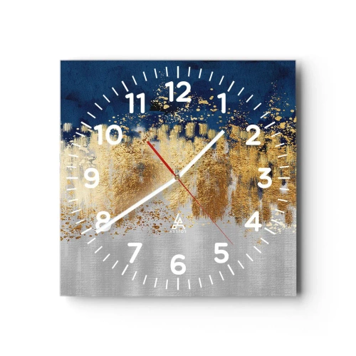 Reloj de pared - Reloj de vidrio - Composición moderna con chispas - 30x30 cm