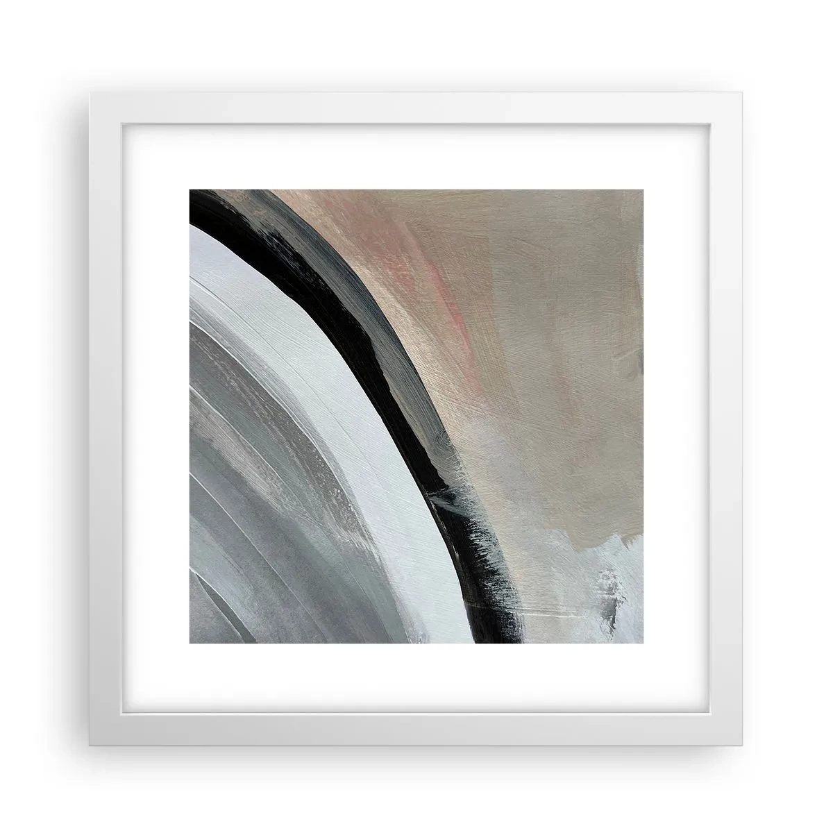 Póster en marco blanco - Composición: un arco negro y gris - 30x30 cm