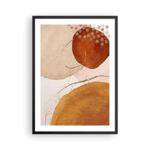 Póster en marco negro - Formas abstractas en tonos beige, marrón y dorado. - 50x70cm - Movimiento abstracto - Decoración de pared moderna para salón y dormitorio ARTTOR