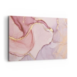Cuadro sobre lienzo - Impresión de Imagen - Delicados patrones abstractos en tonos rosa y dorado. - 120x80cm - Caricia de colores - Decoración de pared moderna para salón y dormitorio ARTTOR