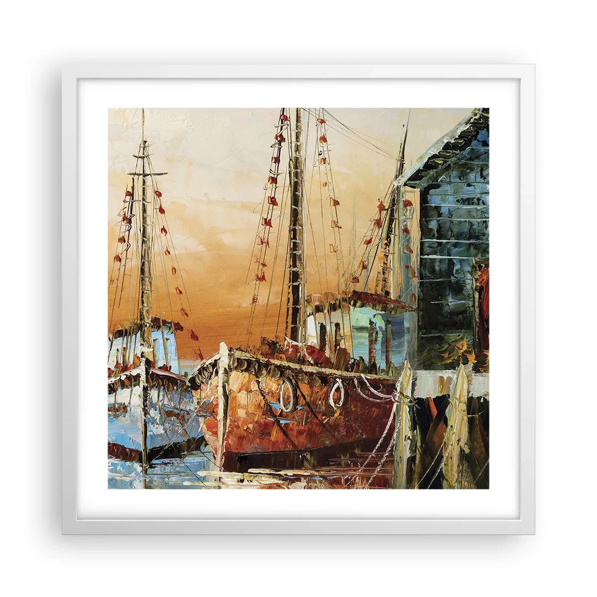 Póster en marco blanco - Regreso pacífico - 50x50 cm