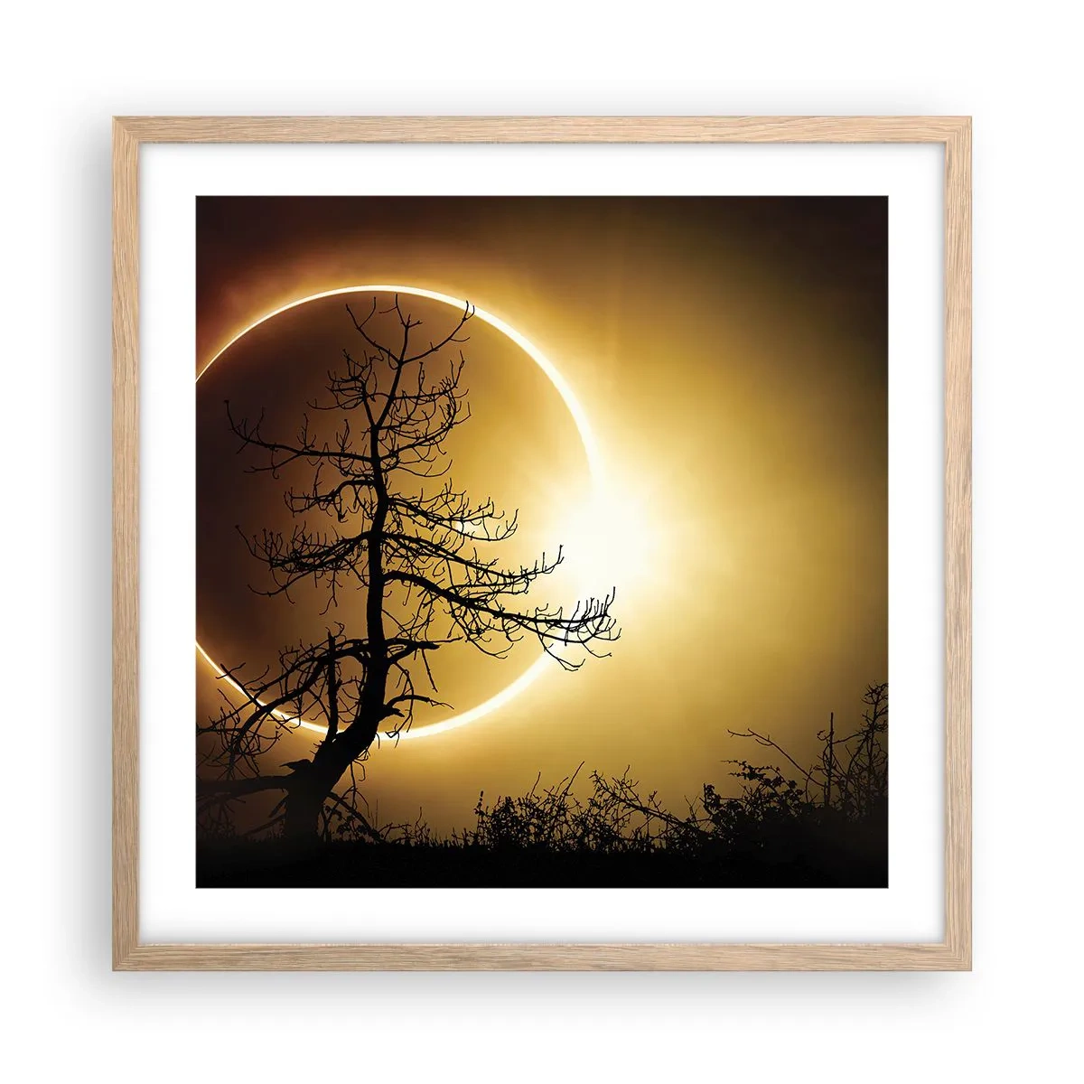 Póster en marco roble claro - Eclipse total - 50x50 cm