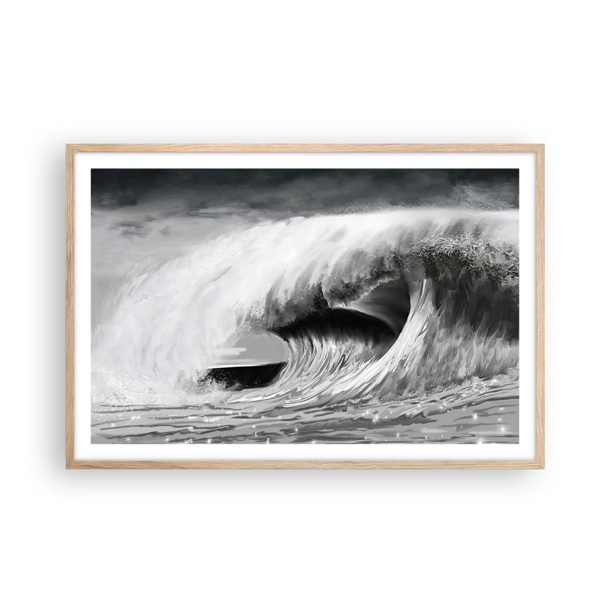 Póster en marco roble claro - La ira del océano - 91x61 cm