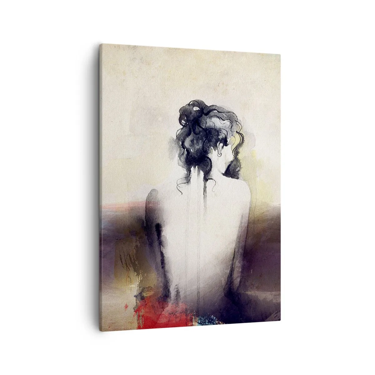 Cuadro sobre lienzo - Impresión de Imagen - Un retrato sutil de una mujer en estilo artístico. - 50x70cm - Líneas suaves, formas ovaladas - Decoración de pared moderna para salón y dormitorio ARTTOR