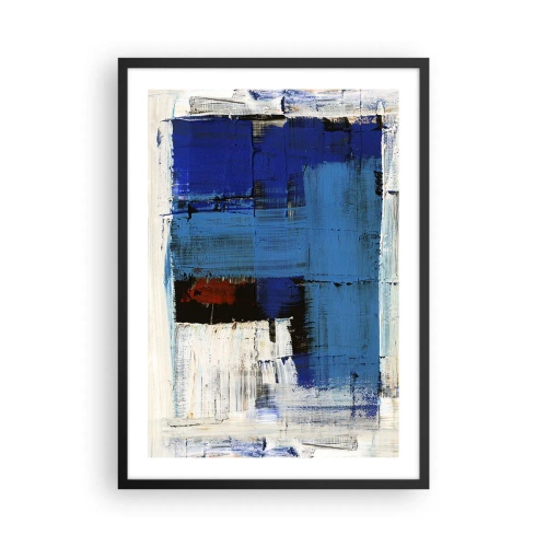 Póster en marco negro - Composición abstracta en tonos azules y blancos. - 50x70cm - El secreto del azul - Decoración de pared moderna para salón y dormitorio ARTTOR