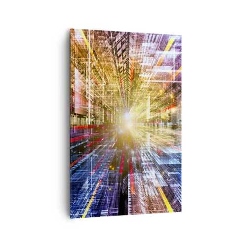 Cuadro sobre lienzo - Impresión de Imagen - Luces dinámicas en un pasillo futurista - 80x120cm - Un pasillo luminoso - Decoración de pared moderna para salón y dormitorio ARTTOR