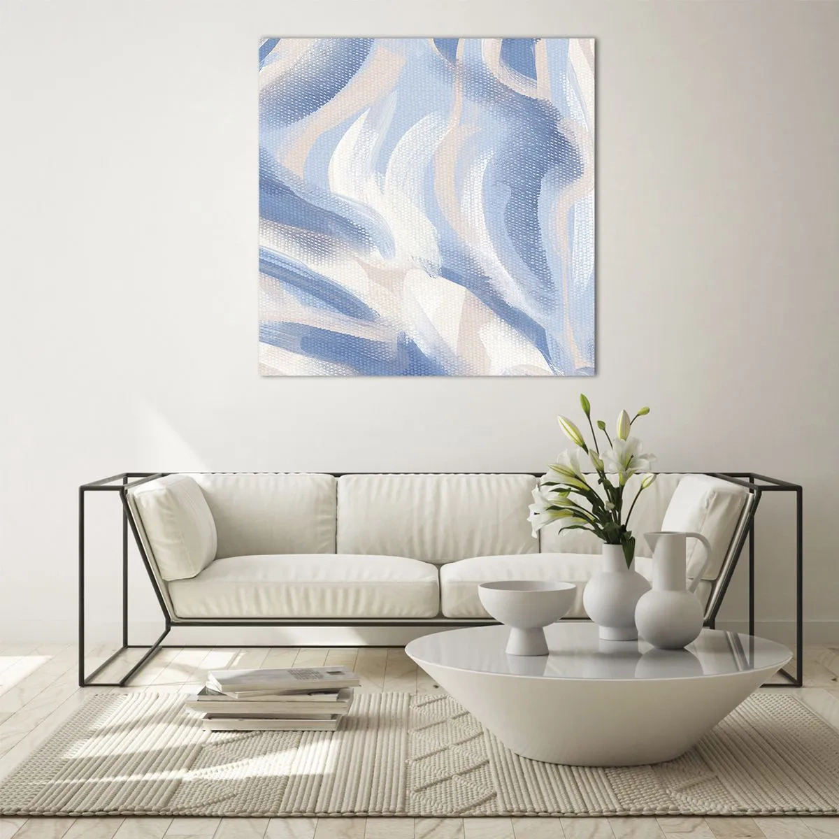 Cuadro sobre vidrio - Impresiones sobre Vidrio - Ondas azules - 30x30 cm