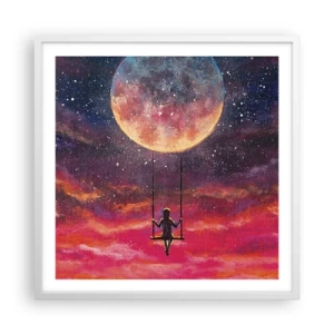 Póster en marco blanco - Disfrutar de las nubes - 60x60 cm