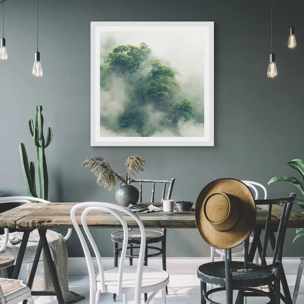 Póster en marco blanco - Envuelto en niebla - 50x50 cm