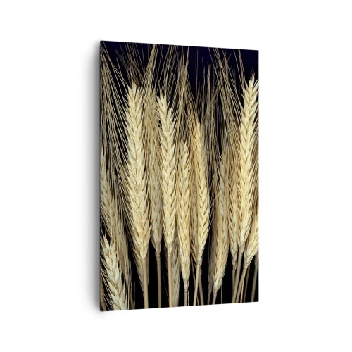 Cuadro sobre lienzo - Impresión de Imagen - Espigas de trigo sobre fondo negro en estilo rústico - 80x120cm - Magia rústica - Decoración de pared moderna para salón y dormitorio ARTTOR