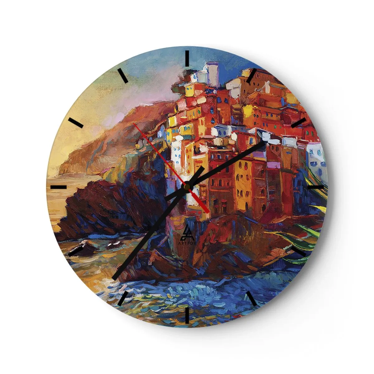 Reloj de pared - Reloj de vidrio - Ambiente italiano - 40x40 cm