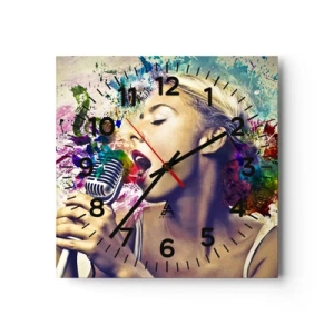 Reloj de pared - Reloj de vidrio - Pinta el mundo con tu voz - 40x40 cm