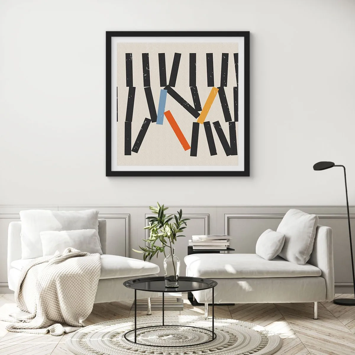 Póster en marco negro - Dominó - composición - 30x30 cm