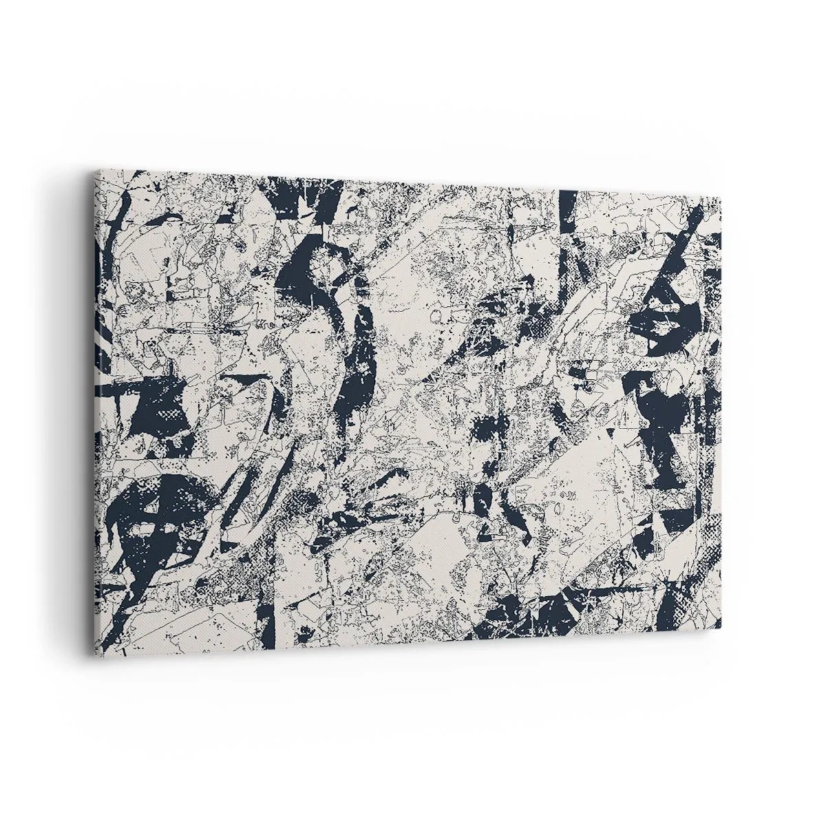 Cuadro sobre lienzo - Impresión de Imagen - Composición abstracta en blanco y negro con un diseño dinámico. - 100x70cm - La interpenetración de los opuestos - Decoración de pared moderna para salón y dormitorio ARTTOR