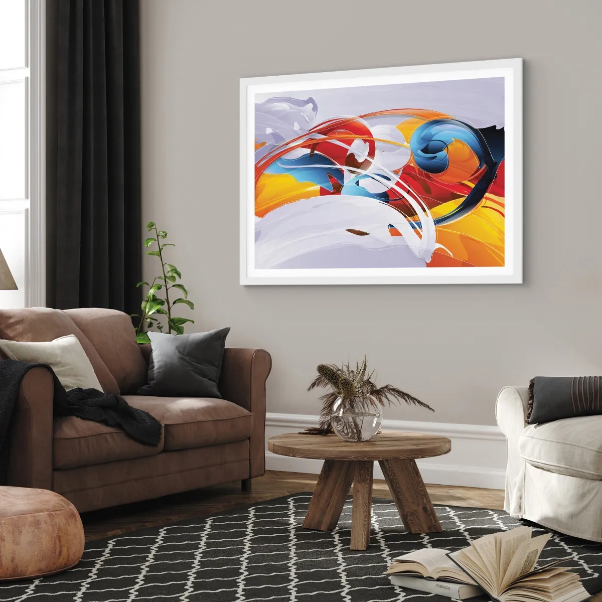 Póster en marco blanco - Danza de los elementos - 40x30 cm