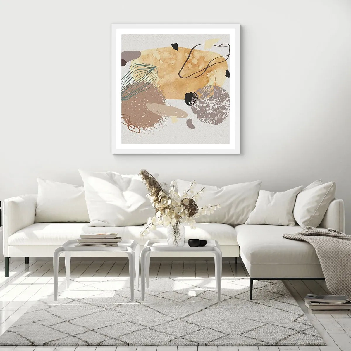 Póster en marco blanco - Plumología aplicada - 30x30 cm