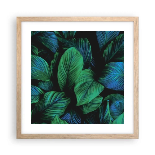 Póster en marco roble claro - En la multitud verde - 40x40 cm