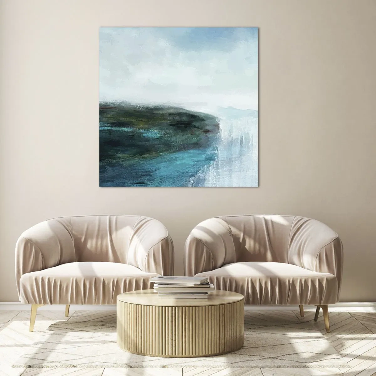 Cuadro sobre vidrio - Impresiones sobre Vidrio - Abstracción marina - 60x60 cm